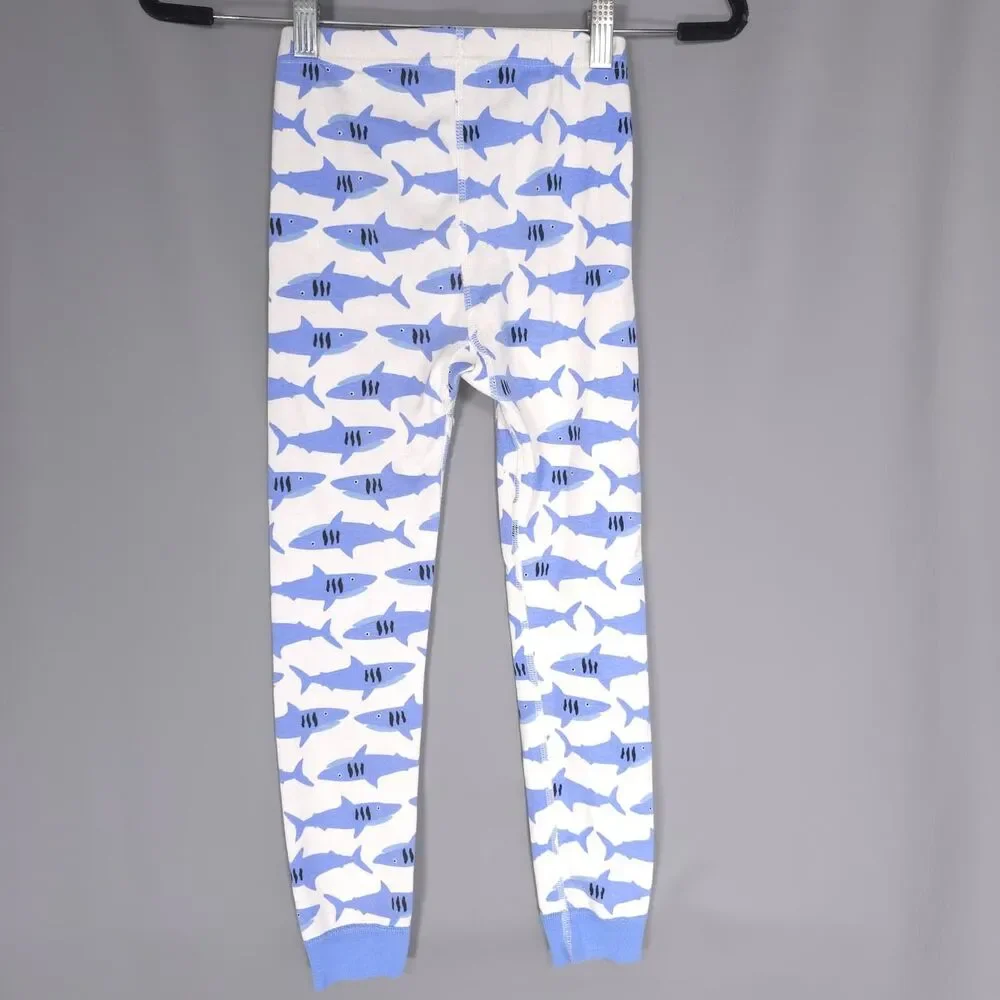 HANNA ANDERSSON‎ 100% Organic Cotton Shark Pajama 8 Set Kids White & Blue